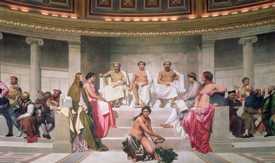 Hemicycle: Künstler aller Zeiten, Ictinus, Apelles und Phidias (Detail) von Hippolyte Delaroche