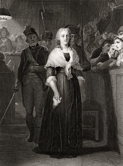Marie Antoinette vor dem Revolutionstribunal, 14. Oktober 1793, graviert von William French von Hippolyte Delaroche