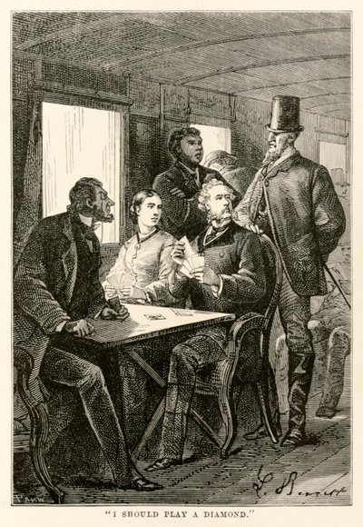 Ich sollte einen Diamanten spielen, aus In 80 Tagen um die Welt von Jules Verne (1828-1905) graviert von Adolphe François Pannemaker (1822-1900), 1873 von Hippolyte Leon after Benett