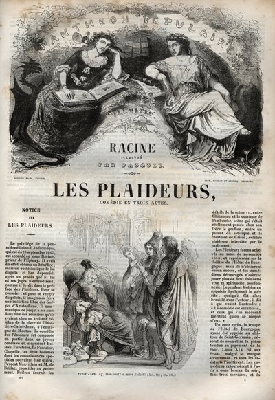 Les Plaideurs (1668) Komödie in drei Akten - Gravur in „Werke von Jean Racine“ illustriert von Pauquet und mit einer Notiz von Emile de La Bédollière - 1851 von Hippolyte Louis Pauquet