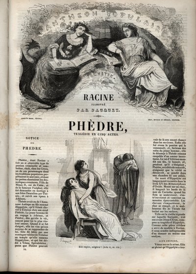 Phèdre, von Jean Racine (1639-1699) - Gravur in „Werke von Jean Racine“ illustriert von Pauquet und mit einer Notiz von Emile de La Bédollière - 1851 von Hippolyte Louis Pauquet