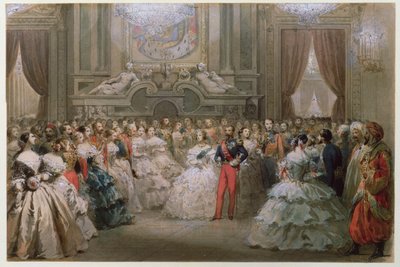 Königin Victoria (1819-1901) und Prinz Albert (1819-61) bei einem Galadinner von Napoleon III. und Eugenie, 1853 von Hippolyte Louis Pauquet