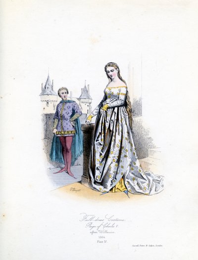 Edle Frau in voller Tracht von Hippolyte Louis and Polydore Pauquet