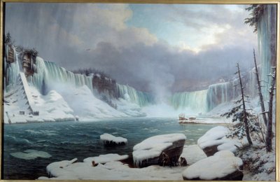 Der große Niagara-Wasserfall, Wintereffekt. Ansicht der Niagarafälle von Hippolyte Victor Valentin Sebron