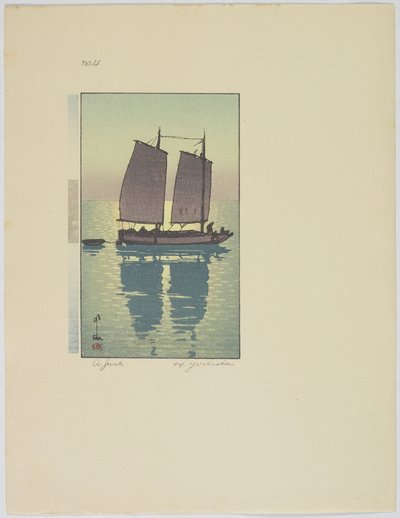Eine Dschunke, Platte Nr. 4, spätes 19. bis mittleres 20. Jahrhundert von Hiroshi Yoshida
