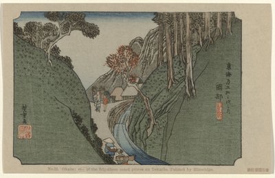Okabe, einer der dreiundfünfzig berühmten Orte am Tokaido von Hiroshige (I) , Utagawa