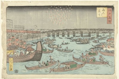 Feuerwerk in Ryogoku von Hiroshige (II) , Utagawa