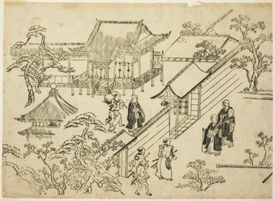 Honbo, aus der Serie "Szenen der Blumenbetrachtung in Ueno (Ueno hanami no tei)" von Hishikawa Moronobu