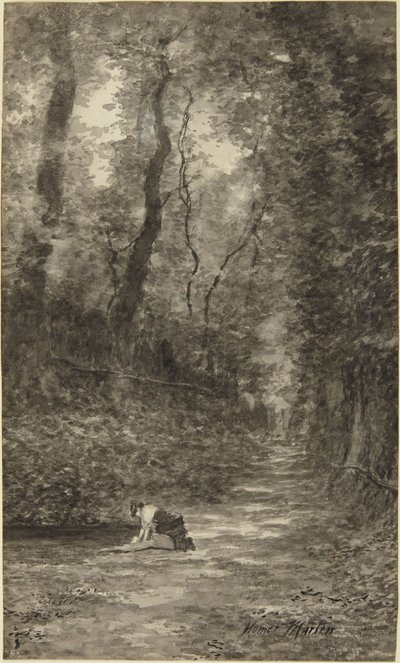 Waldszene mit Wäscherin von Homer Dodge Martin