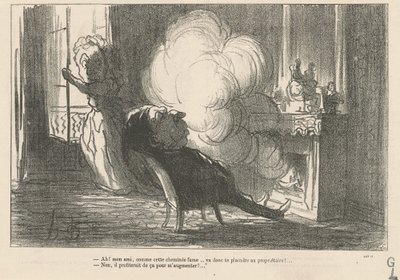 Ah! ... Wie dieser Kamin raucht ... von Honoré Daumier