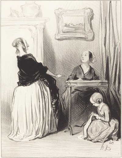 Ah!... welche seltsame Erziehung geben Sie Ihrer Tochter?... von Honoré Daumier