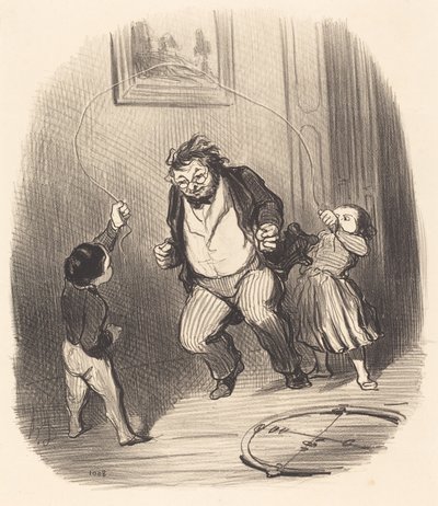 Komm schon, Papa... noch... zweiunddreißig Runden!... von Honoré Daumier