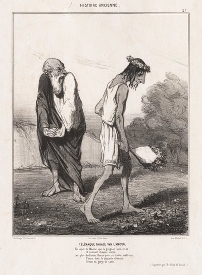 Alte Geschichte: Pl. 27, Telemachus von Liebe überwältigt..., 1842 von Honoré Daumier