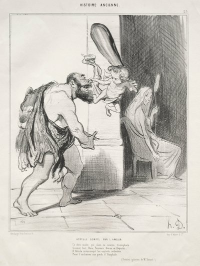 Alte Geschichte, Tafel 25: Herkules von Amor bezwungen, 18. September 1842 von Honoré Daumier