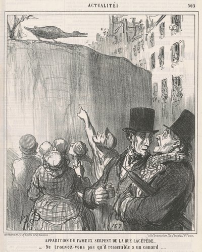Erscheinung der ... Schlange in der Rue Lacépède von Honoré Daumier