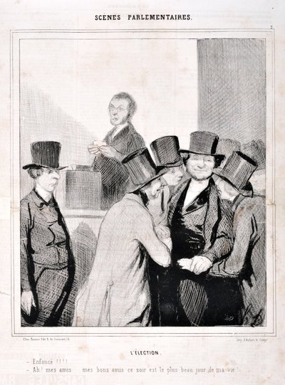 Die Wahl - Schwimmen!!! - Ah meine Freunde, meine guten Freunde, heute ist der schönste Tag meines Lebens! von Honoré Daumier