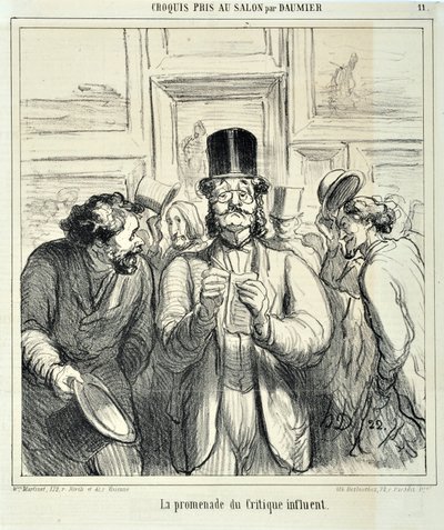 Charivari von 1865: Serie Sketches Taken at the Salon. Der Spaziergang des einflussreichen Kritikers. MUSEE DES BEAUX ARTS - PALAIS LONGCHAMP, MARSEILLE von Honoré Daumier