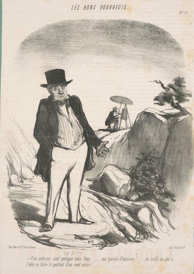 Diese Künstler sind fast alle verrückt... Mein Ehrenwort!... Da ist einer, der die Idee hat, das Porträt eines alten Baumes zu machen! von Honoré Daumier