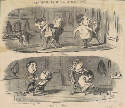 Beim Schneider beim Friseur von Honoré Daumier