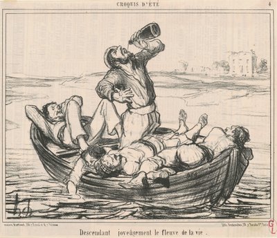 Freudig den Fluss des Lebens hinunter von Honoré Daumier