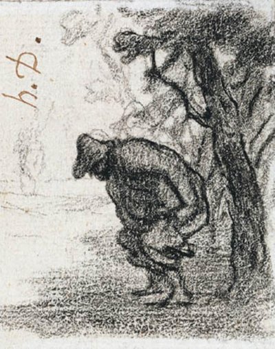 Don Quixote und Sancho Panza hinter einem Baum von Honoré Daumier