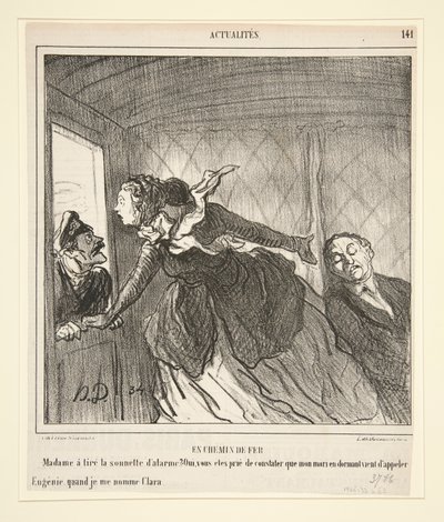Im Zug: Madame hat die Glocke gezogen von Honoré Daumier