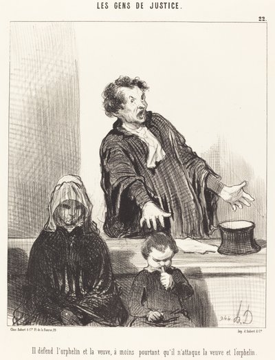Er verteidigt die Waise und die Witwe, es sei denn... von Honoré Daumier