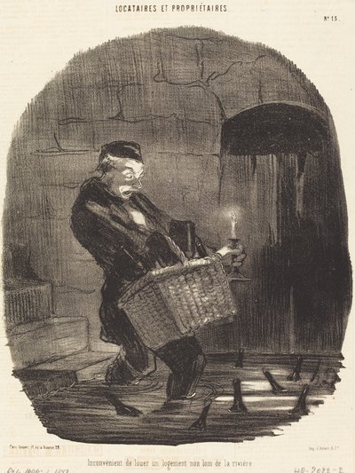 Unannehmlichkeit des Mietens... nicht weit von einem Fluss von Honoré Daumier
