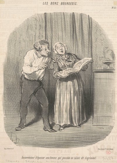 Unannehmlichkeit, eine Frau zu heiraten, die ein Talent besitzt von Honoré Daumier