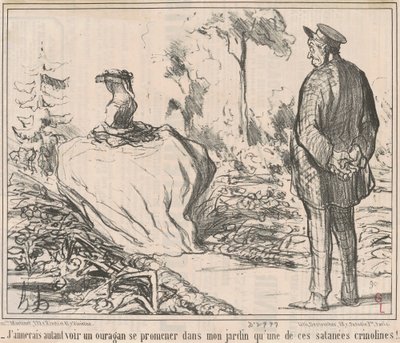 Ich würde lieber einen Orkan in meinem Garten sehen als diese verdammten Krinolinen! von Honoré Daumier