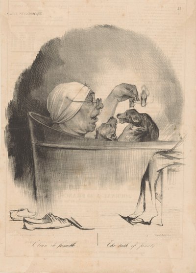 Le bain de famille, 1837 von Honoré Daumier