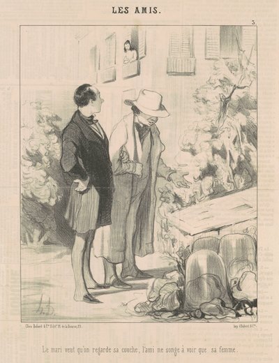 Der Ehemann will, dass man sein Bett ansieht... von Honoré Daumier