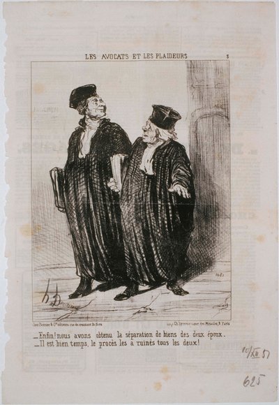 Die Anwälte und die Kläger: Endlich! Wir haben die Gütertrennung erreicht... von Honoré Daumier
