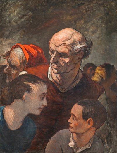 Auf den Barrikaden (Familie auf den Barrikaden) von Honoré Daumier