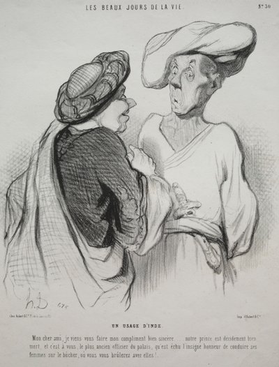Die schönen Tage des Lebens, Tafel 30: Ein indischer Brauch von Honoré Daumier