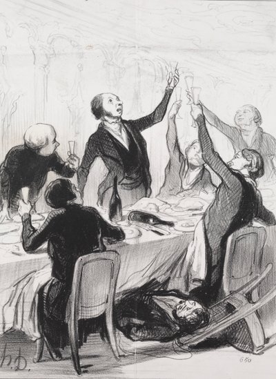 Die Philanthropen des Tages, Platte 8: Ein 43. Toast...an die Temperance Society, 1844 von Honoré Daumier
