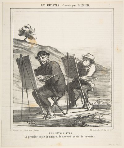 Die Landschaftsmaler, der erste kopiert die Natur, der zweite kopiert den ersten, aus..., 12. Mai 1865 von Honoré Daumier