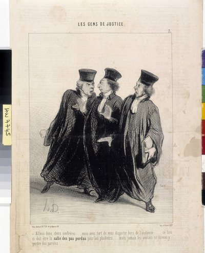 Die Leute der Gerechtigkeit. Karikatur von Honore Daumier (1808-1879), 37,5x28. Auszug aus der Zeitung Le Charivari, Musée des Beaux Arts, Palais Longchamp, Marseille von Honoré Daumier