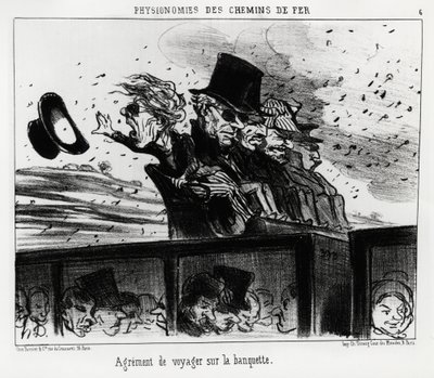 Die Physiognomie der Eisenbahnen: es ist das Recht, auf der Bank zu reisen. Illustration von Honoré Daumier (1808-1879), veröffentlicht in Charivari von Honoré Daumier