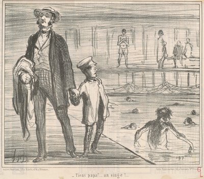 Tiens papa! ... ein Affe! ... von Honoré Daumier