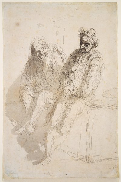 Zwei Saltimbanques, ca. 1865-1873 von Honoré Daumier