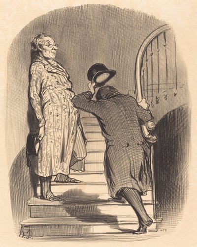 Ein Mieter, der pünktlich seine Miete zahlt von Honoré Daumier