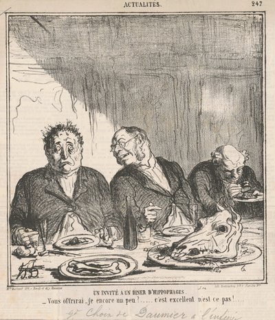 Ein Gast bei einem Hippophagen-Dinner: Darf ich Ihnen noch etwas anbieten? Es ist ausgezeichnet, nicht wahr? von Honoré Daumier