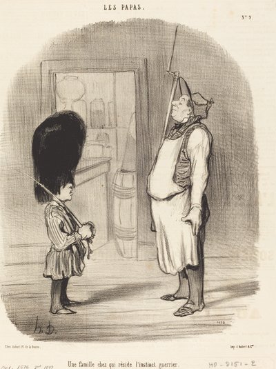 Eine Familie, bei der der Kriegsinstinkt wohnt von Honoré Daumier