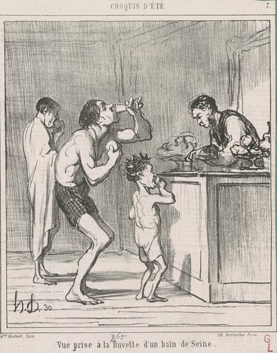 Ansicht aufgenommen in der Erfrischungsbar eines Bades von Honoré Daumier