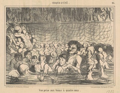 Ansicht aufgenommen in den Bädern für vier Sous von Honoré Daumier
