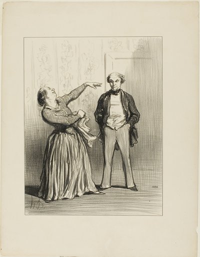 „- Ehemänner sind wirklich nicht das, was ein eitles Volk gerne glaubt!“, Platte 3 aus Les Divorceuses von Honoré Victorin Daumier