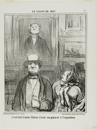 „- Es ist wirklich schmeichelhaft, sein Porträt im Salon ausgestellt zu haben,“ Tafel 7 aus Le Salon de 1857 von Honoré Victorin Daumier