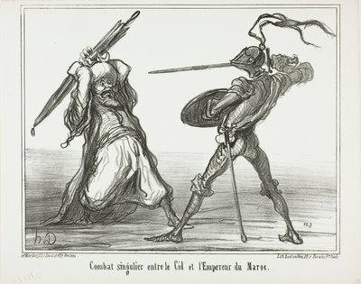 Eine ungewöhnliche Schlacht zwischen El Cid und dem Kaiser von Marokko, Platte 117 aus Actualités von Honoré Victorin Daumier