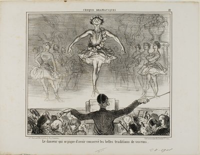 Eine Tänzerin, die behauptet, die große Tradition von VESTRI bewahrt zu haben, Platte 12 aus Croquis Dramatiques von Honoré Victorin Daumier